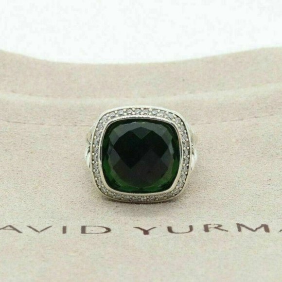 David Yurman Jewelry - David Yurman Sterling Silver 14mm Albion Ring Prasiolite & Diamond 925